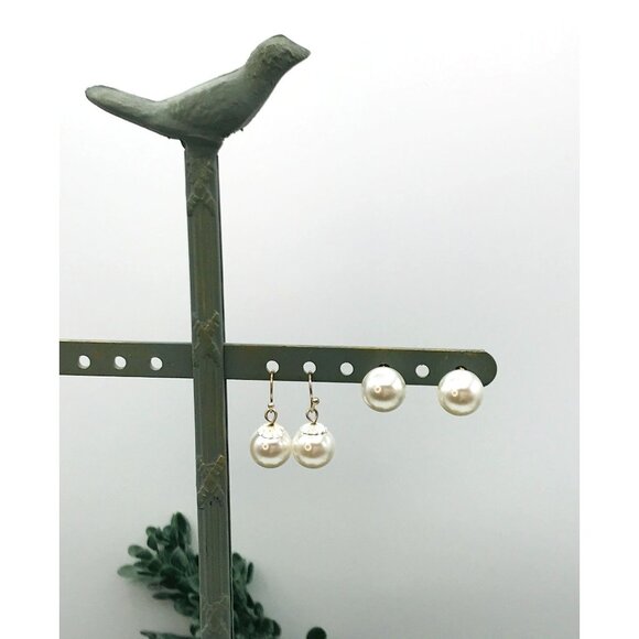 Elegant Faux Pearl Dangle & Stud Earrings Set - Picture 6 of 7